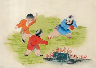 草地上玩耍的儿童图片