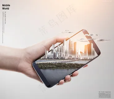 创意手势手机城市未来合成海报psd源文件素材 创意手势手机城市未来合成海报psd源文件素材