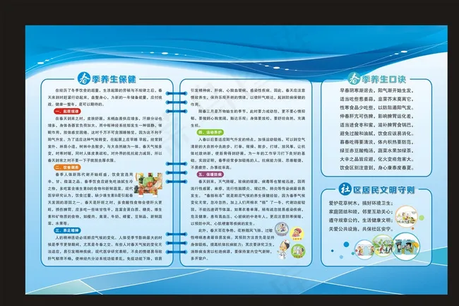春季保健养身科普知识宣传窗画面图片cdr矢量模版下载