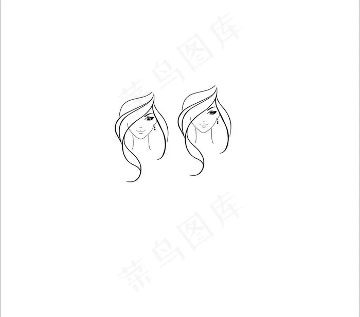 美女头像线框图图片cdr矢量模版下载