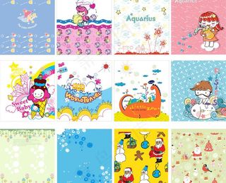 卡通矢量12张组合素材