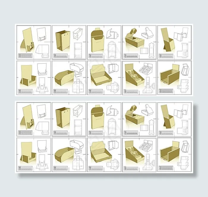 各种包装箱矢量素材ai矢量模版下载