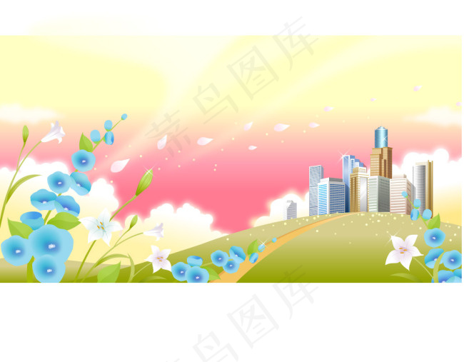 城市的春天 蓝粉