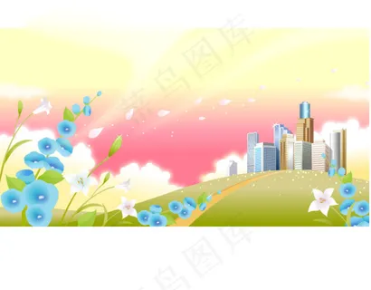 城市的春天 蓝粉