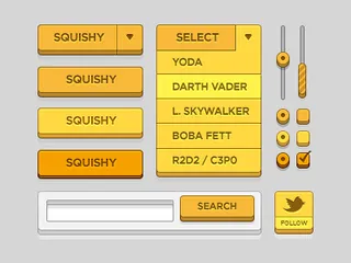 黄色立体网页UI素材