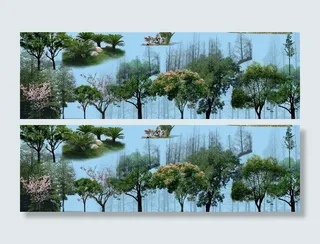 园林景观花草树林鸟瞰透视效果图ps...