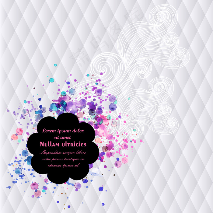 摘要白几何背景矢量与水彩画滴和地方...