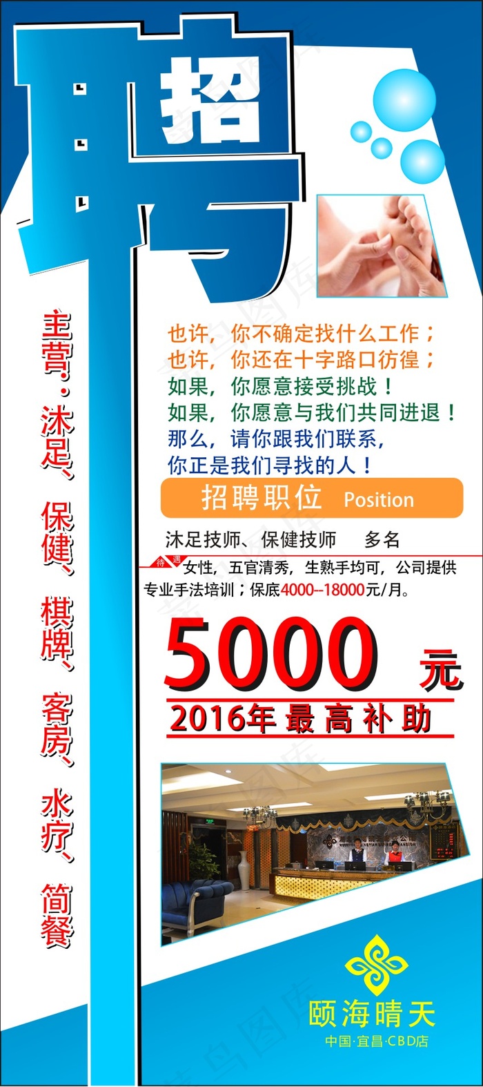 足浴招聘展架cdr矢量模版下载