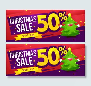 时尚圣诞节促销Banners矢量素...