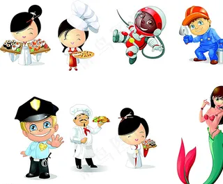 时尚卡通人物设计矢量素材图片