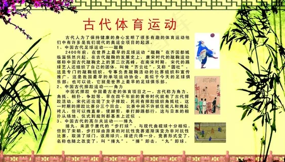 古代体育项目展板图片 古代体育项目展板图片