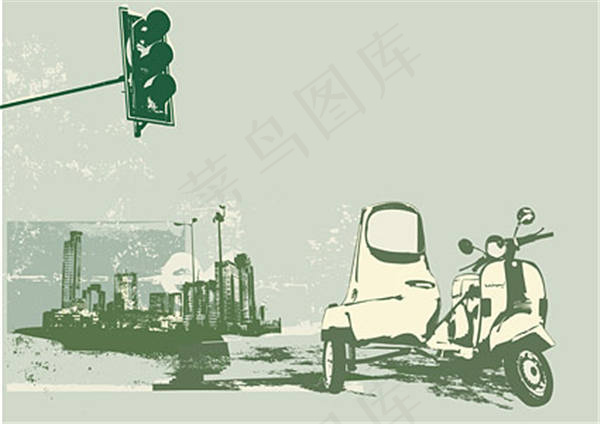 红绿灯城市矢量素材