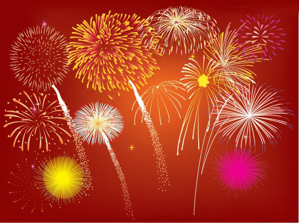 喜庆节日烟花矢量素材