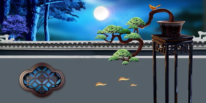 新中式地产高端地产开幕海报背景