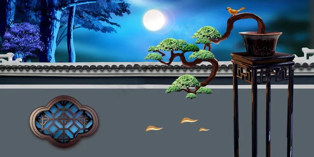 新中式地产高端地产开幕海报背景