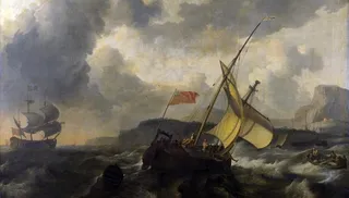 古典欧式船景油画图片