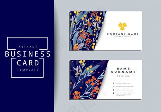 抽象花卉商务名片正反面矢量图