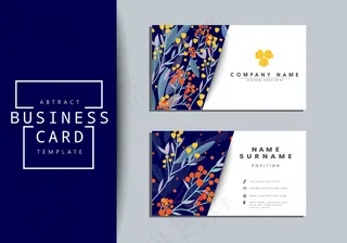 抽象花卉商务名片正反面矢量图