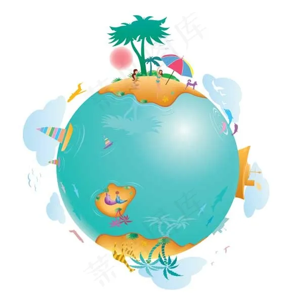 地球上的休闲生活插画矢量素材图片