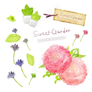 花盆花朵植物树叶吊牌PSD分层素材