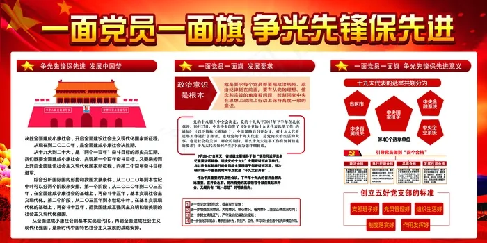 一面党员一面旗帜展板(7087X3543(DPI:150))psd模版下载