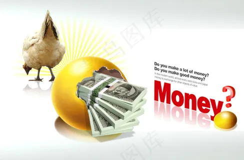 老母鸡与金光闪闪的鸡蛋壳PSD分层...