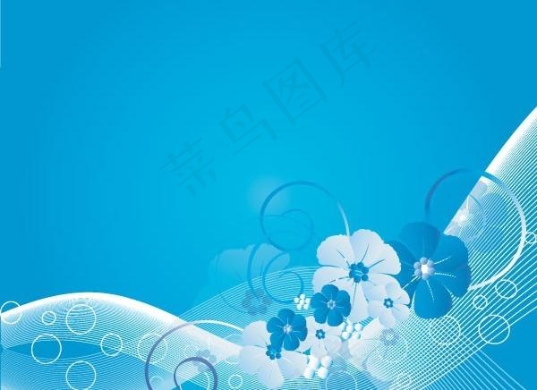 蓝色的花，动感线条背景矢量素材eps,ai矢量模版下载