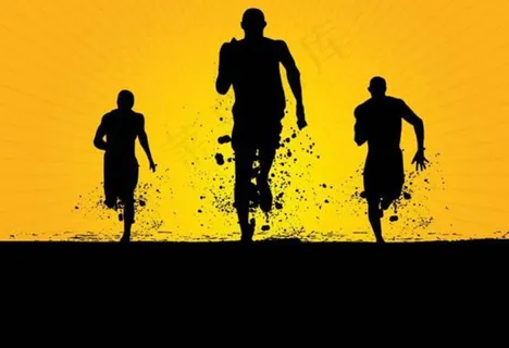 墨迹奔跑人物剪影图片