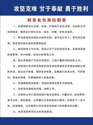 财务处长岗位职责