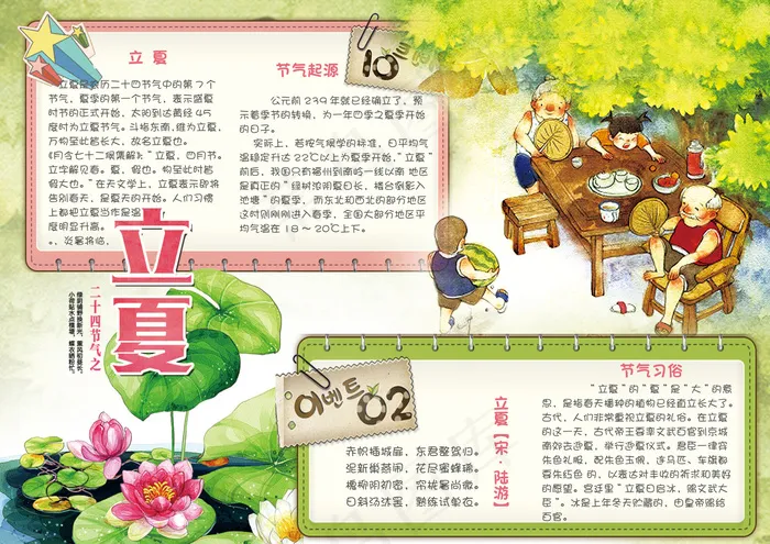 可爱手绘二十四节气立夏学生小报电子...(4961X3508(DPI:300))psd模版下载