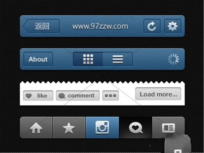 手机软件常用的UI控件PSDpsd模版下载