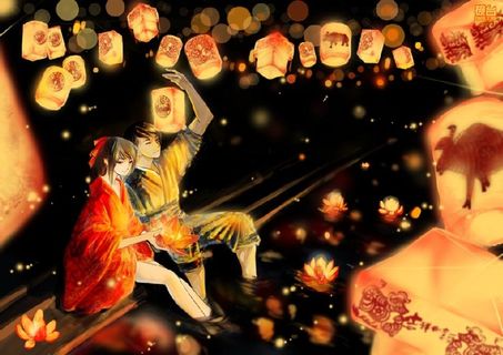 元宵节  牛 动漫 红色