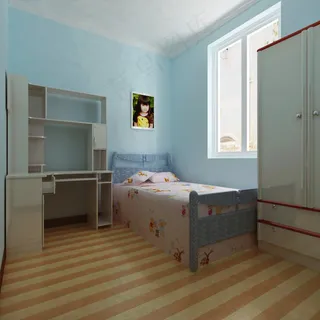 淡蓝色儿童房室内效果图