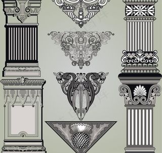 欧式花纹花边框装饰设计矢量图片