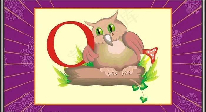 o字母与动物图片cdr矢量模版下载