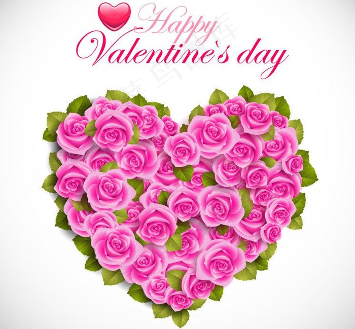 情人节爱心花圈矢量图图片