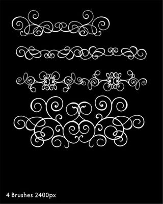 4种手绘漩涡花纹艺术、植物花纹、贵...