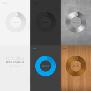 5种风格手机等待界面PSD素材