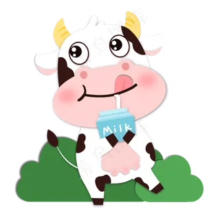 卡通Q版动物可爱喝奶奶牛卡通Q版动物可爱喝奶奶牛