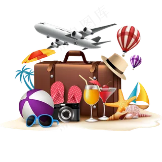 世界名胜旅游出行卡通png素材