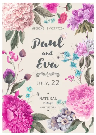 精美手绘花朵植物矢量素材