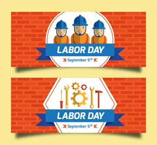 劳动节砖墙背景横幅