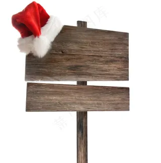 圣诞木纹木板广告牌 圣诞帽图片
