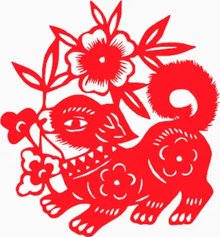新春狗剪纸生肖喜庆矢量图04