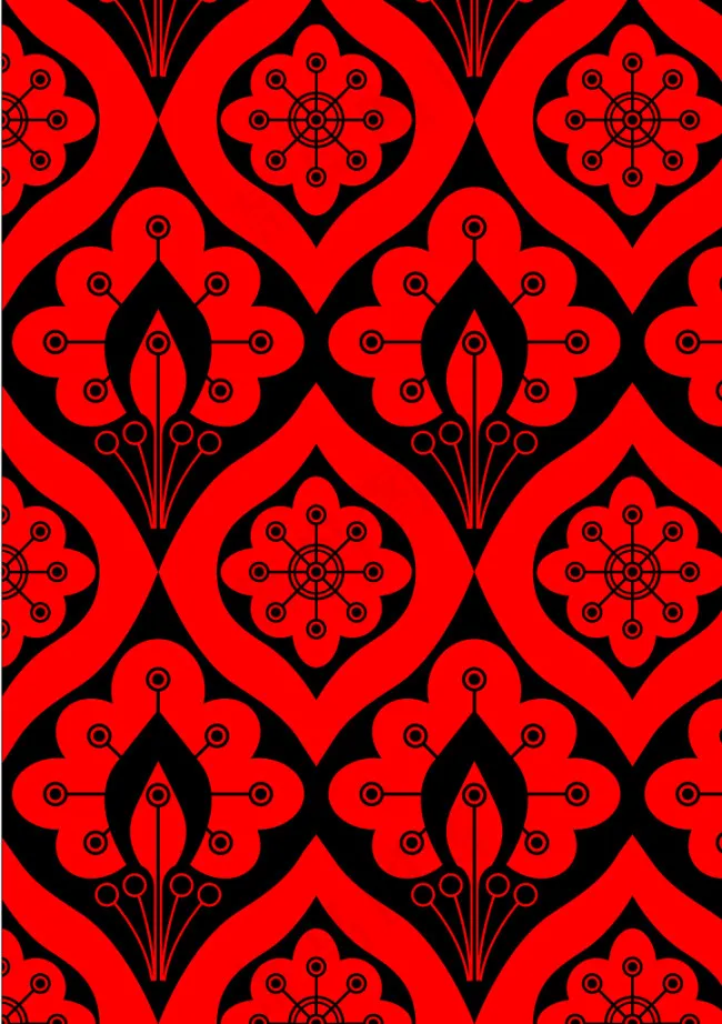 复古红色花纹ai矢量模版下载