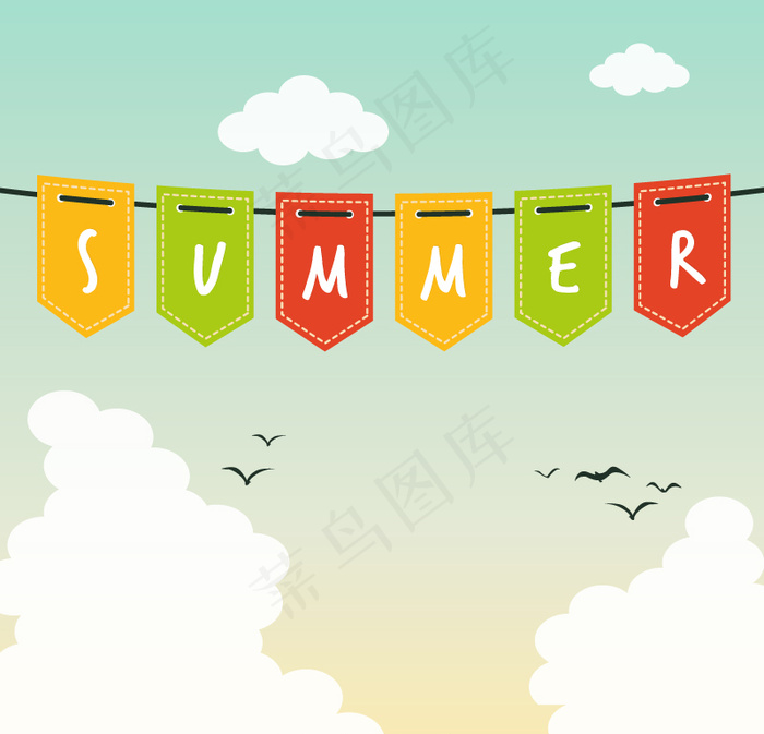 创意夏季吊旗矢量素材ai矢量模版下载