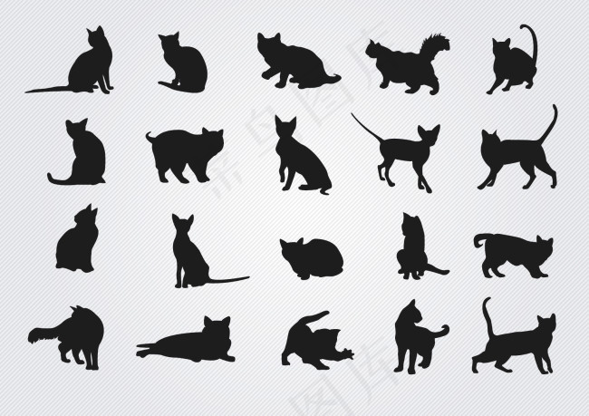 猫剪影ai矢量模版下载