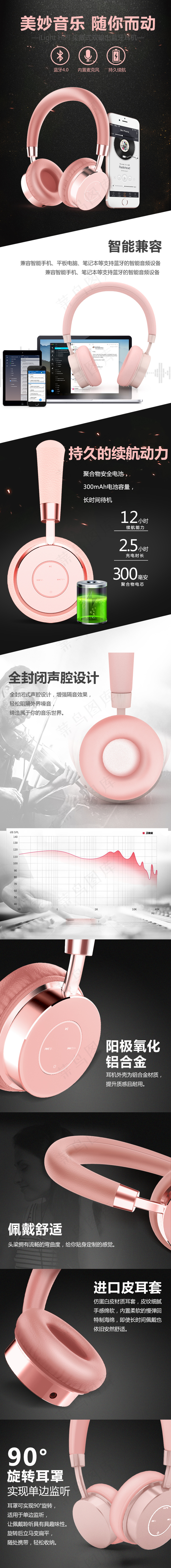 天猫简约大气耳机耳麦详情页