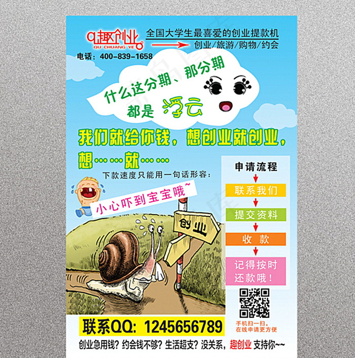 创业 贷款 宣传单图片psd模版下载
