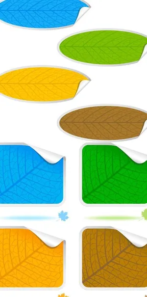 彩色叶脉标签矢量图 AI 彩色叶脉标签矢量图 AI